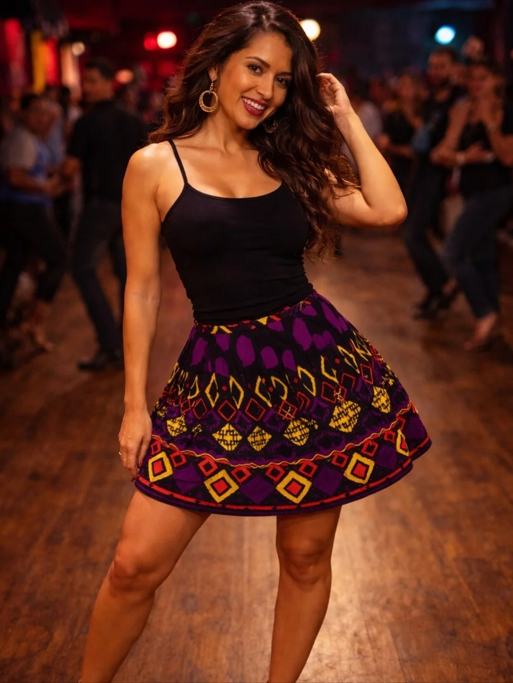 Dolce Vita Colorful Geometric Skirt Black Purple Printed A-Line Size Small - Picture 2 of 6